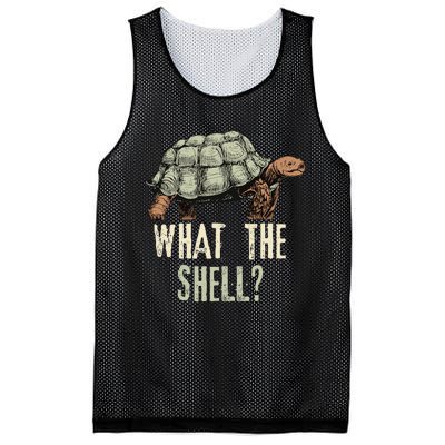 Funny Quote Turtle Design What The Shell Vintage Turtle Mesh Reversible Basketball Jersey Tank