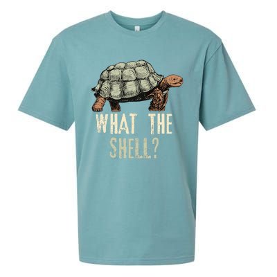 Funny Quote Turtle Design What The Shell Vintage Turtle Sueded Cloud Jersey T-Shirt