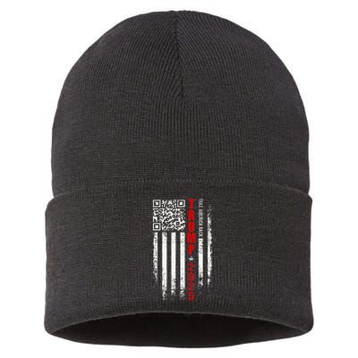 Funny Qr Trump 45 47 Trump Dancing Code Pocket Scan Sustainable Knit Beanie