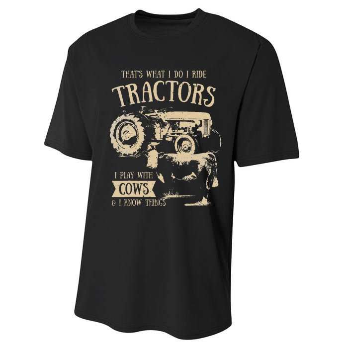 funny quote Thats What I Do I Ride Tractors Farmer Performance Sprint T-Shirt