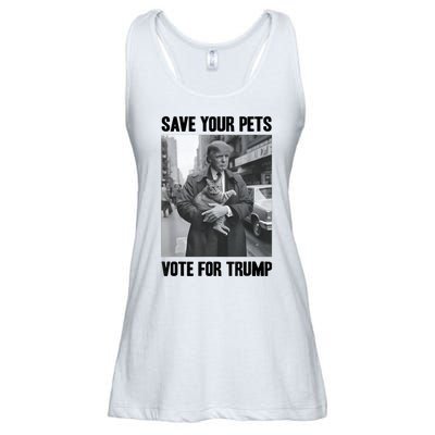 Funny Quote Vote Save Your Pets Vote For Trump Us Election Gift Ladies Essential Flowy Tank