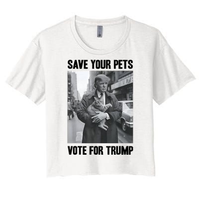 Funny Quote Vote Save Your Pets Vote For Trump Us Election Gift Women's Crop Top Tee