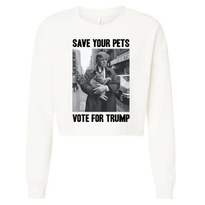 Funny Quote Vote Save Your Pets Vote For Trump Us Election Gift Cropped Pullover Crew