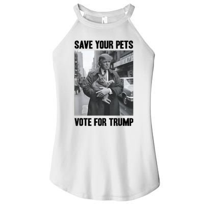 Funny Quote Vote Save Your Pets Vote For Trump Us Election Gift Women’s Perfect Tri Rocker Tank