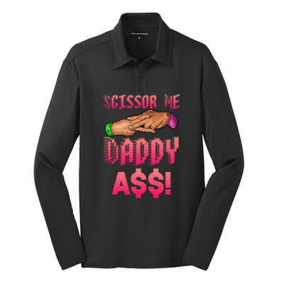 Funny Quote Wrestling Scissor Me Daddy A$$ Hand Silk Touch Performance Long Sleeve Polo