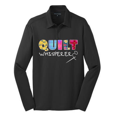 Funny Quilt Whisperer Quilting Saying Quote Sewing Gift Idea Great Gift Silk Touch Performance Long Sleeve Polo