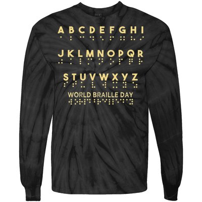 funny quote World Braille Day Blind Awareness Solidarity Tie-Dye Long Sleeve Shirt