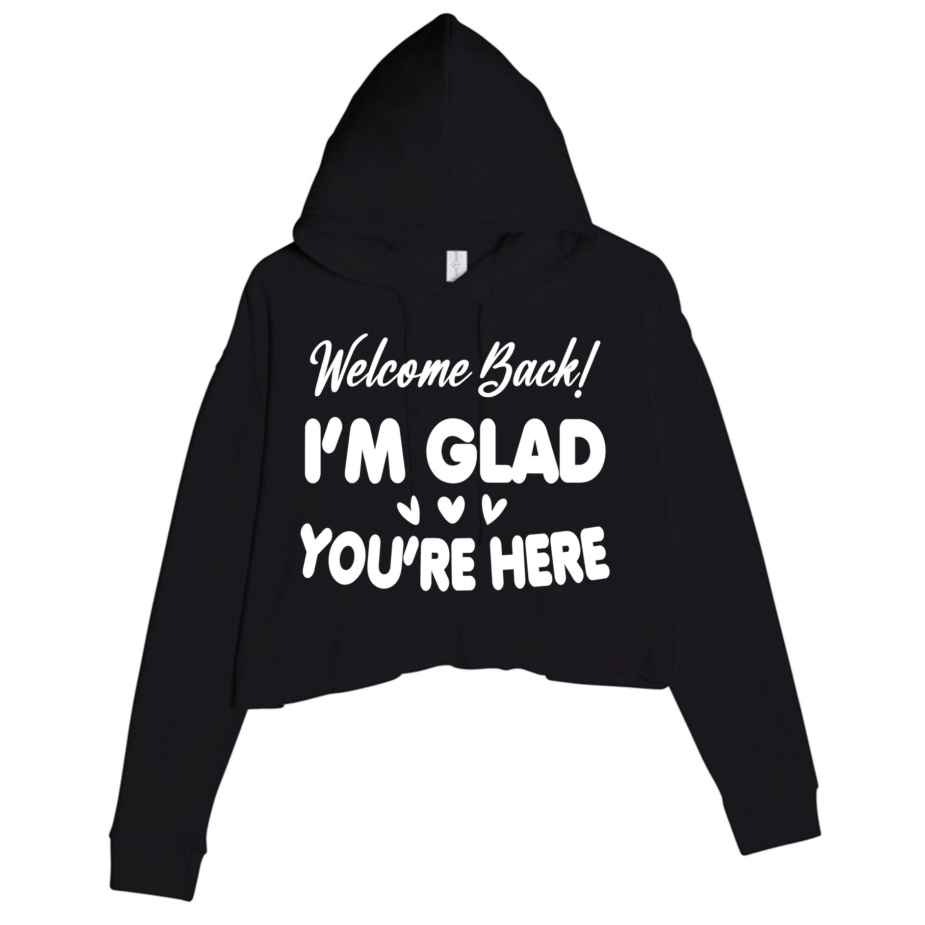 Funny Quote Welcome Back I'm Glad You're Here Teacher Crop Fleece Hoodie
