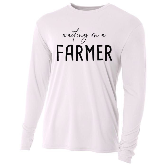 Funny Quote Waiting On A Farmer Wife Cooling Performance Long Sleeve Crew