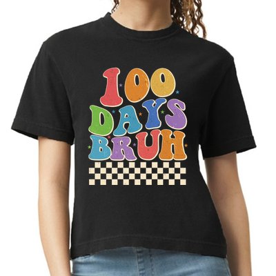 Funny Retro 100 Days Bruh 100 Days Of School Comfort Colors Boxy T-Shirt