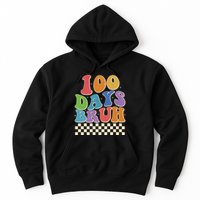 Funny Retro 100 Days Bruh 100 Days Of School Hoodie