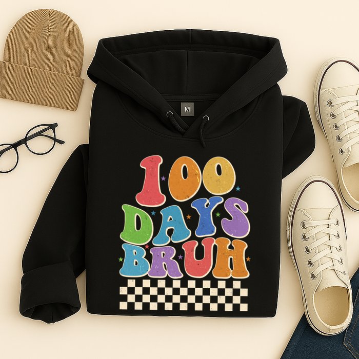 Funny Retro 100 Days Bruh 100 Days Of School Hoodie