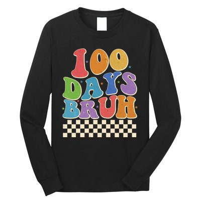 Funny Retro 100 Days Bruh 100 Days Of School Long Sleeve Shirt