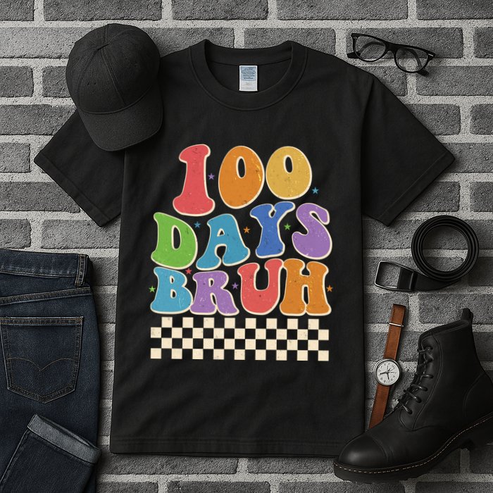 Funny Retro 100 Days Bruh 100 Days Of School Tall T-Shirt