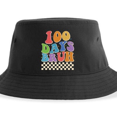 Funny Retro 100 Days Bruh 100 Days Of School Sustainable Bucket Hat