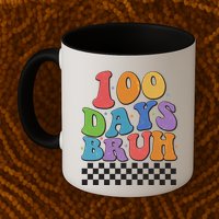 Funny Retro 100 Days Bruh 100 Days Of School Mug