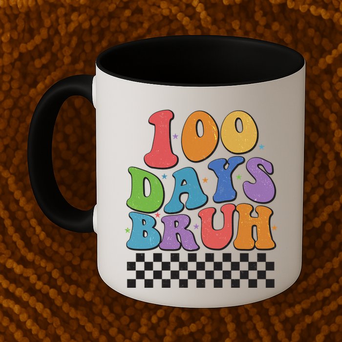 Funny Retro 100 Days Bruh 100 Days Of School Mug