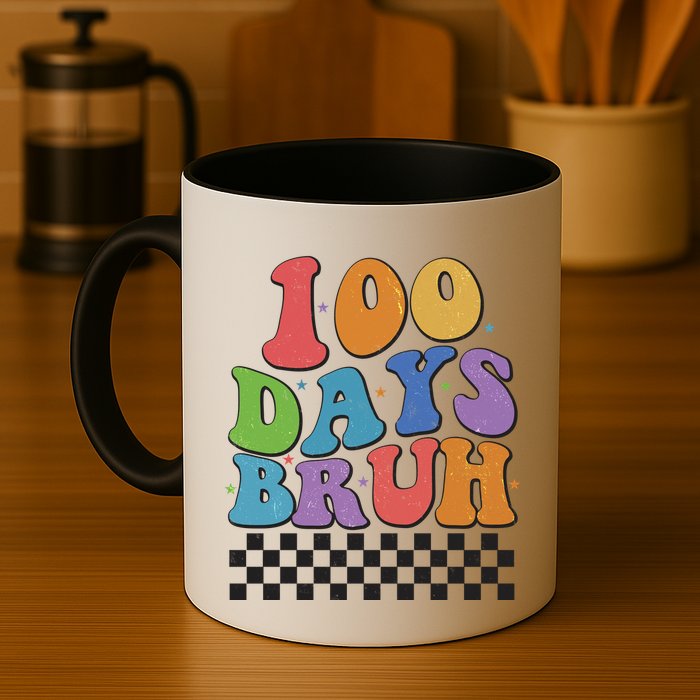 Funny Retro 100 Days Bruh 100 Days Of School Mug
