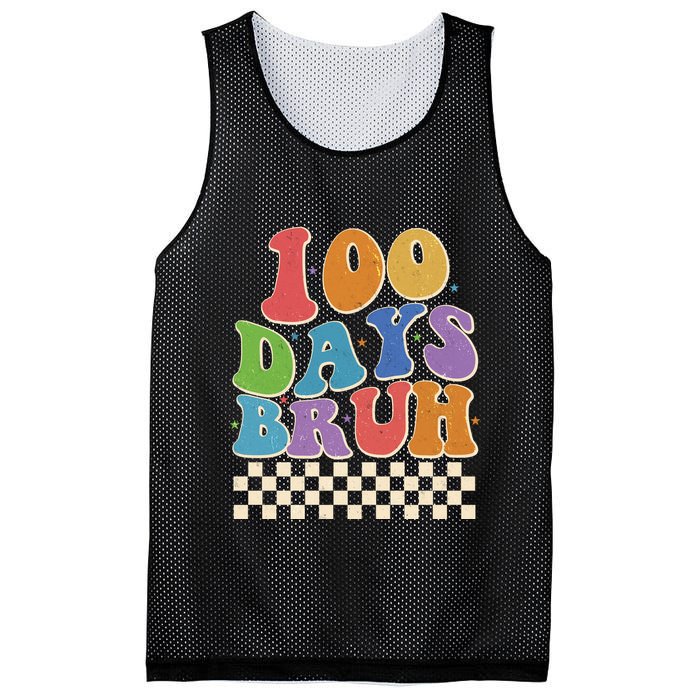 Funny Retro 100 Days Bruh 100 Days Of School Mesh Reversible Basketball Jersey Tank