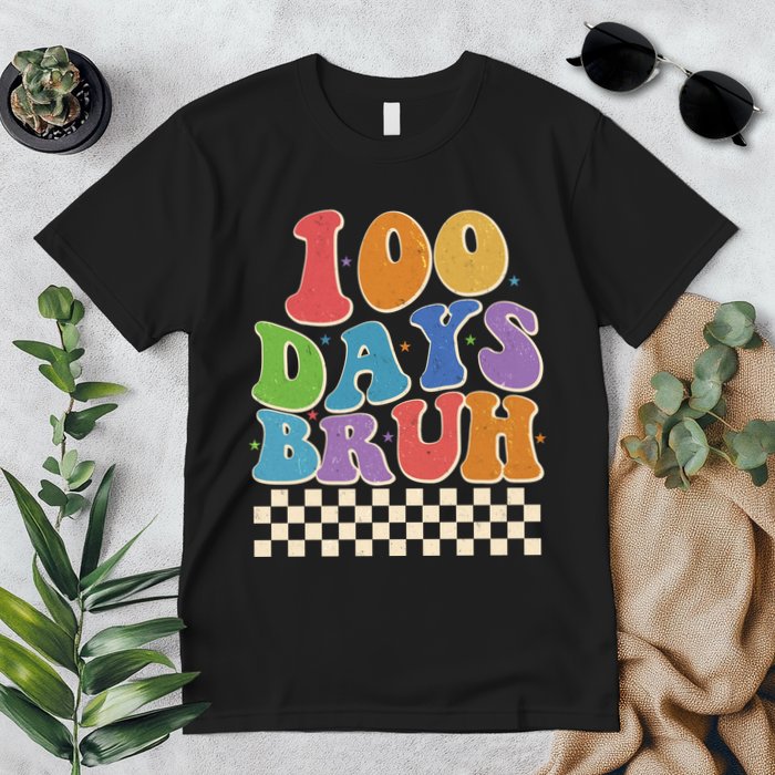 Funny Retro 100 Days Bruh 100 Days Of School Premium T-Shirt