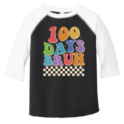 Funny Retro 100 Days Bruh 100 Days Of School Toddler Fine Jersey T-Shirt