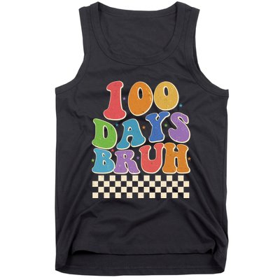 Funny Retro 100 Days Bruh 100 Days Of School Tank Top