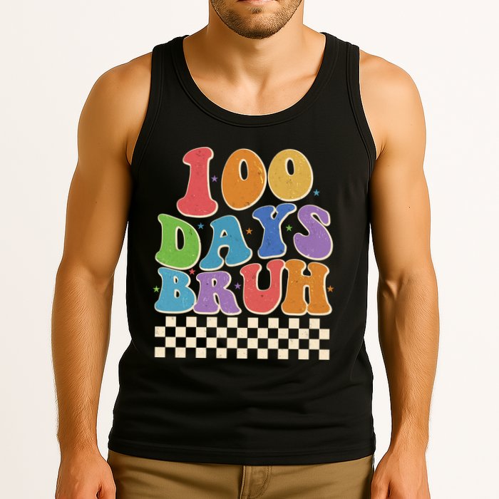 Funny Retro 100 Days Bruh 100 Days Of School Tank Top