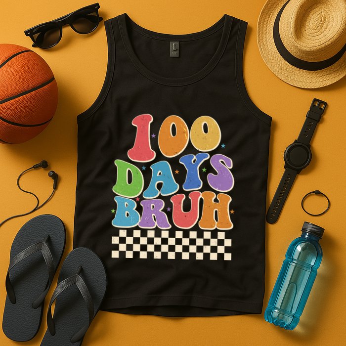 Funny Retro 100 Days Bruh 100 Days Of School Tank Top