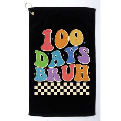 Funny Retro 100 Days Bruh 100 Days Of School Golf Towel