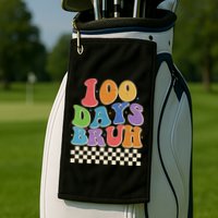 Funny Retro 100 Days Bruh 100 Days Of School Golf Towel