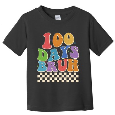 Funny Retro 100 Days Bruh 100 Days Of School Toddler T-Shirt