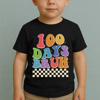 Funny Retro 100 Days Bruh 100 Days Of School Toddler T-Shirt