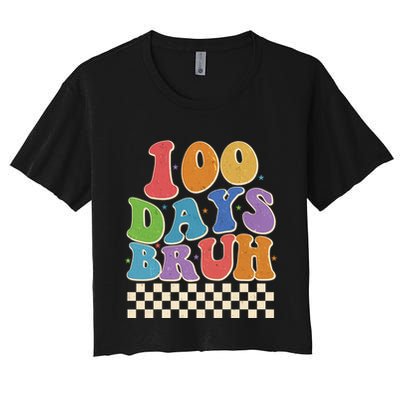 Funny Retro 100 Days Bruh 100 Days Of School Crop Top