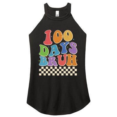 Funny Retro 100 Days Bruh 100 Days Of School Women's Perfect Tri Rocker Tank