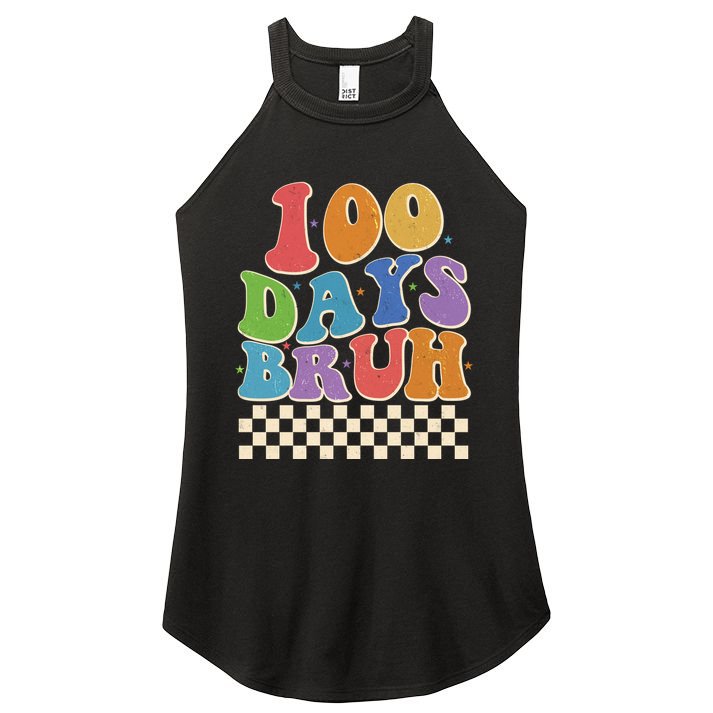 Funny Retro 100 Days Bruh 100 Days Of School Women's Perfect Tri Rocker Tank