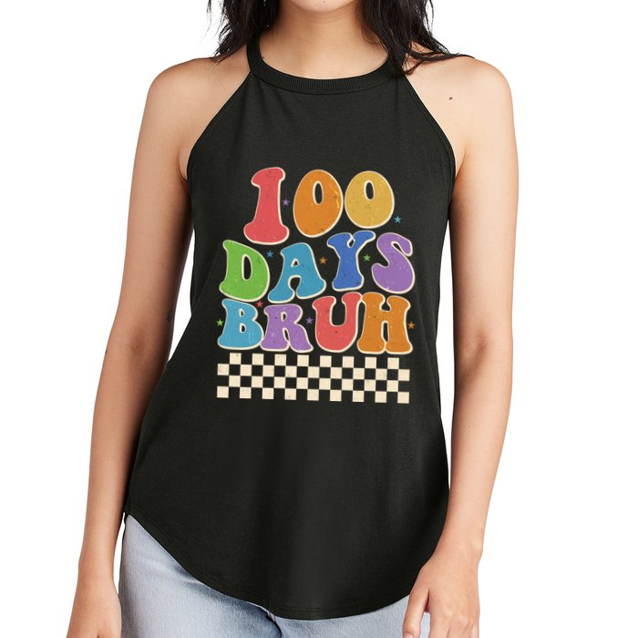 Funny Retro 100 Days Bruh 100 Days Of School Women's Perfect Tri Rocker Tank