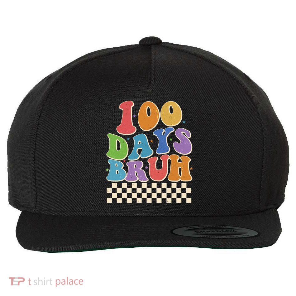 Funny Retro 100 Days Bruh 100 Days Of School Wool Snapback Cap