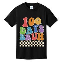 Funny Retro 100 Days Bruh 100 Days Of School Kids T-Shirt