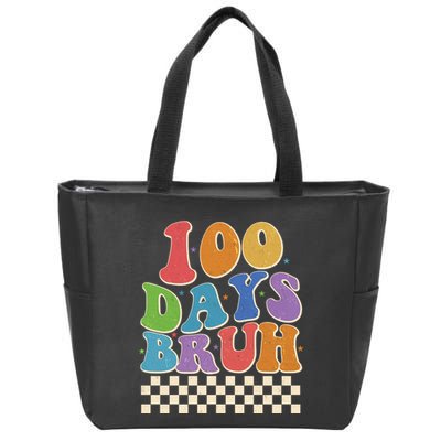 Funny Retro 100 Days Bruh 100 Days Of School Zip Tote Bag
