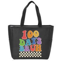 Funny Retro 100 Days Bruh 100 Days Of School Zip Tote Bag