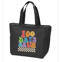 Funny Retro 100 Days Bruh 100 Days Of School Zip Tote Bag
