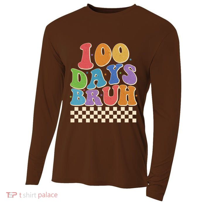 Funny Retro 100 Days Bruh 100 Days Of School Cooling Performance Long Sleeve Crew
