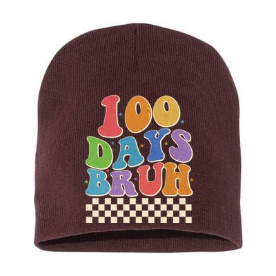 Funny Retro 100 Days Bruh 100 Days Of School Short Acrylic Beanie