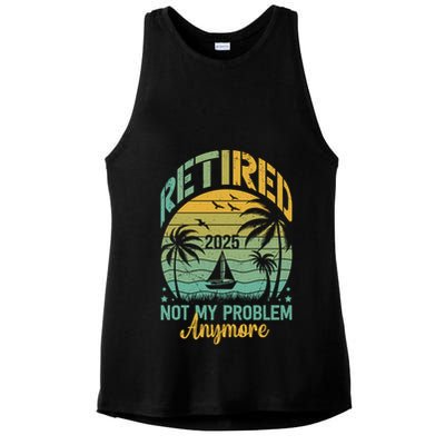 Funny Retired 2025 Not My Problem Anymore Vintage Retirement Ladies PosiCharge Tri-Blend Wicking Tank