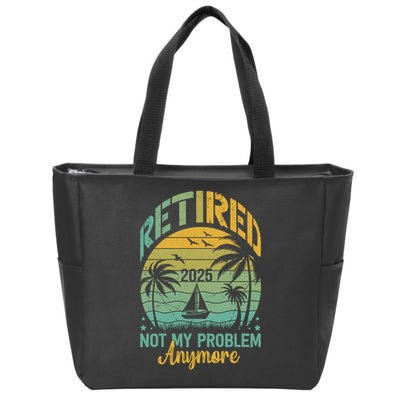 Funny Retired 2025 Not My Problem Anymore Vintage Retirement Zip Tote Bag