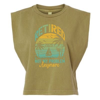 Funny Retired 2025 Not My Problem Anymore Vintage Retirement Garment-Dyed Women's Muscle Tee