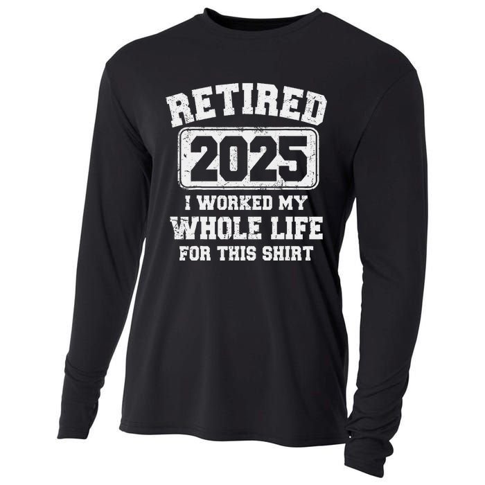 Funny Retired 2025 Retirement Humor Gift Cooling Performance Long Sleeve Crew