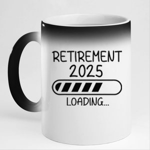 Funny Retirement 2025 Loading Retired Countdown In Progress 11oz Black Color Changing Mug