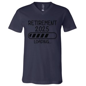 Funny Retirement 2025 Loading Retired Countdown In Progress V-Neck T-Shirt