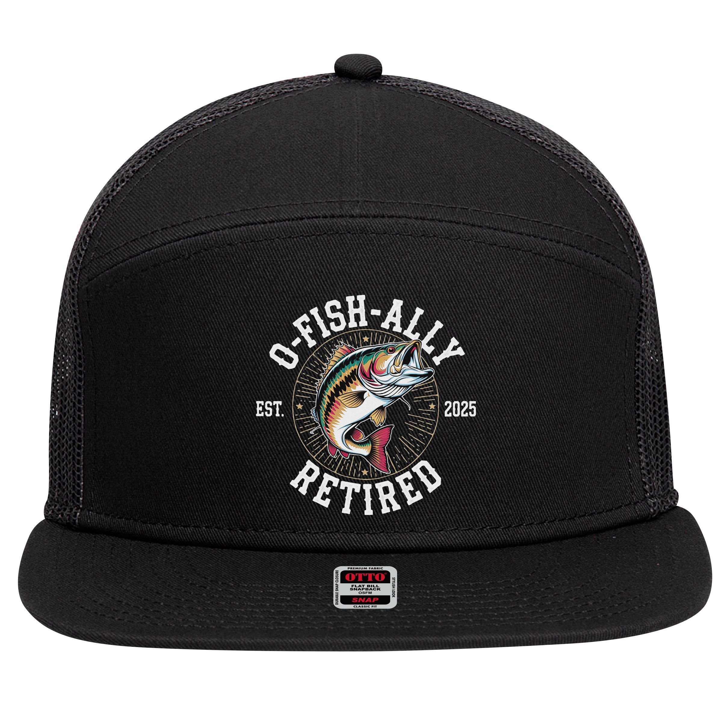 Fisherman Retired 2025 O Fish Ally Retired Fishing Lovers 7 Panel Mesh Trucker Snapback Hat